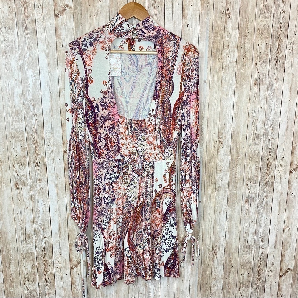 Free People All Dolled Up Paisley Mock‎ Neck Dress - Picture 7 of 14